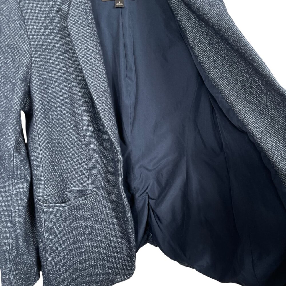 Ann Taylor Factory Tweed Blazer Size 6 Navy Blue One Button Career Workwear - Picture 8 of 12